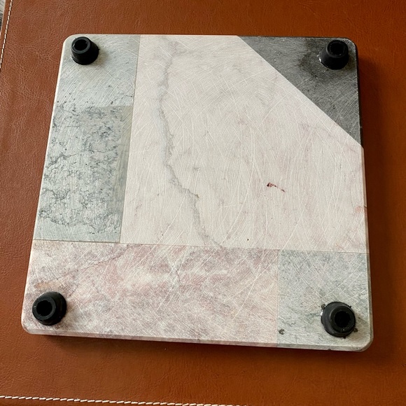 VINTAGE MOSAIC STONE CHEESE CUTTING BOARD & KNIFE WITH CASE - Picture 6 of 9